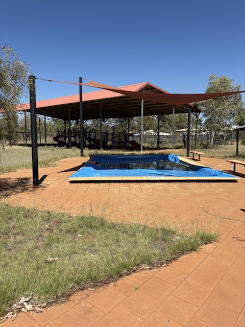 A covered pool at a remote site